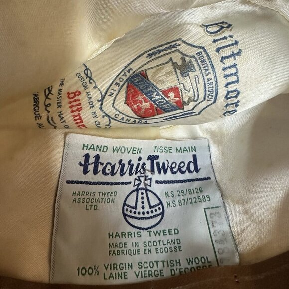 Vintage Biltmore HARRIS TWEED Scotland 100% Wool Fedora Trilby Hat Sz 7 - Picture 6 of 7